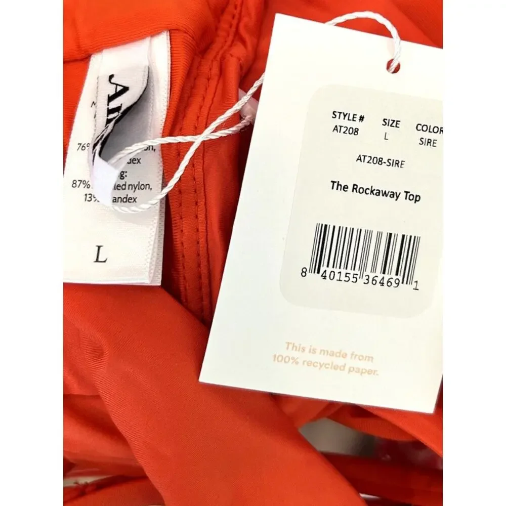 Andie Swim The Rockaway Bikini Swim Top in Siren Orange L NWT